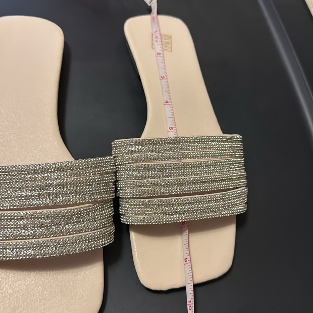 Cream and Silver Sparkly Slide Sandals, new - Picture 6 of 7